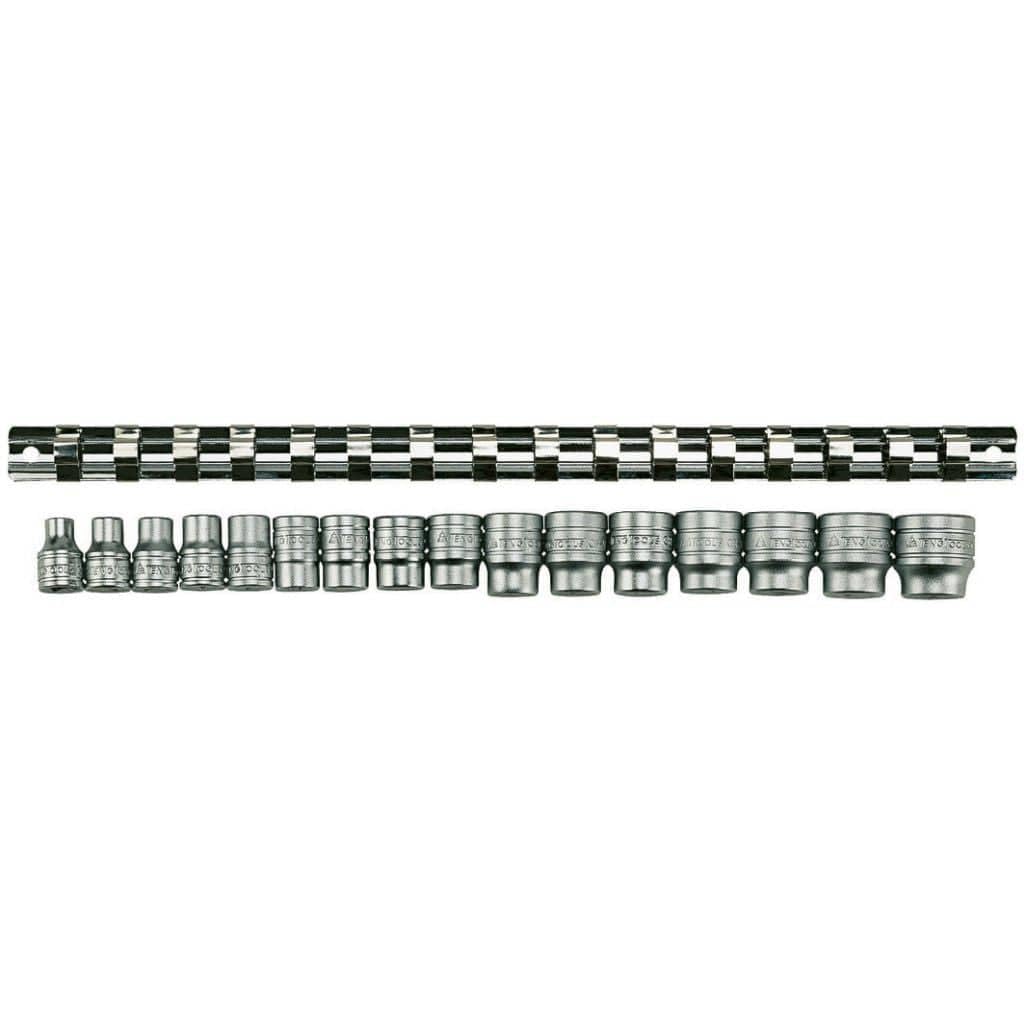 Teng M3816 Schraubendrehereinsatz-Set mit Klemmplatte, metrisch, 3/8 Zoll (95 mm), 16-teilig Chrom-V