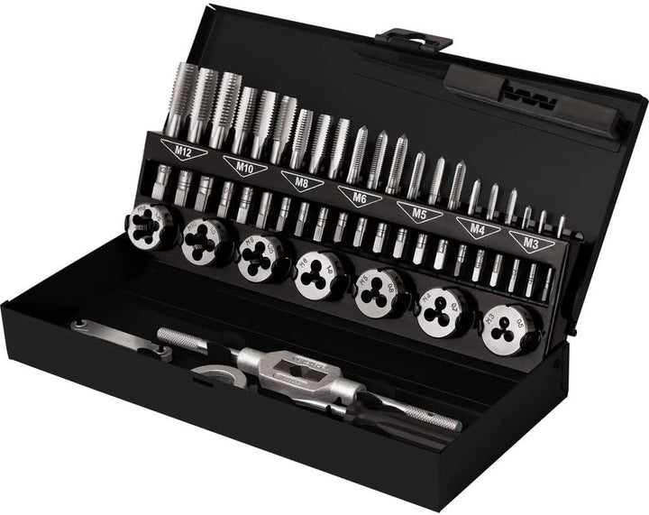 TOOLCRAFT TO-7015521 Gewindeschneidsatz 32teilig Stahl M3 x 0.50, M4 x 0.70, M5 x 0.80, M6 x 1, M8 x