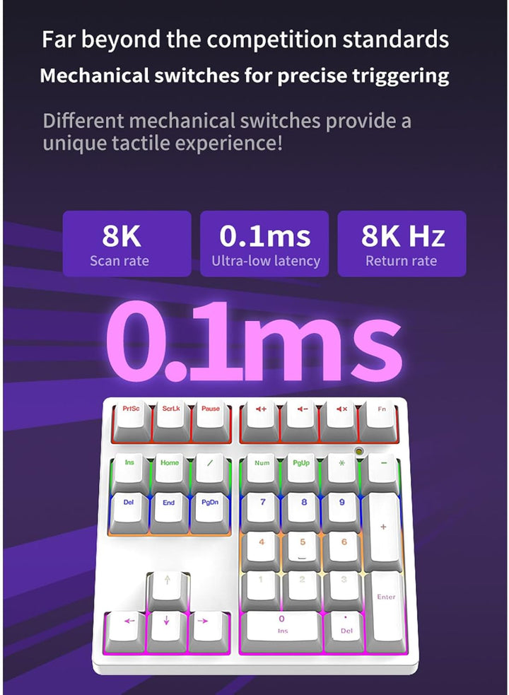 Nummernblock, 34 Tasten, USB C, Kabelgebunden, Mechanischer Ziffernblock mit RGB-Hintergrundbeleucht