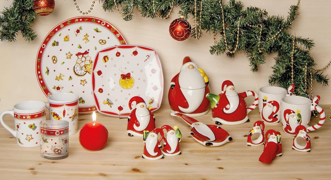 Excelsa Santa Claus Salz-und Pfefferstreuer-Set, Keramik, rot, 6x4.5x8 cm, 2