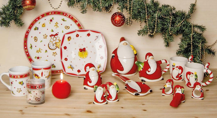 Excelsa Santa Claus Salz-und Pfefferstreuer-Set, Keramik, rot, 6x4.5x8 cm, 2
