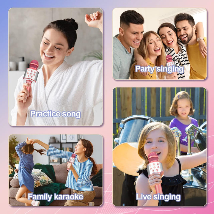 GeschenPark Mikrofon Kinder, Bluetooth Karaoke Mikrofon Geschenk Mädchen 3-12 Jahre Spielzeug Mädche
