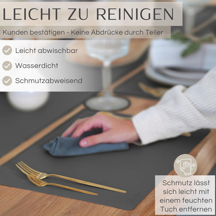 Mahewa® 6er Set Premium Tischset aus Kunstleder - Platzset abwaschbar und wasserdicht - Platzdeckche