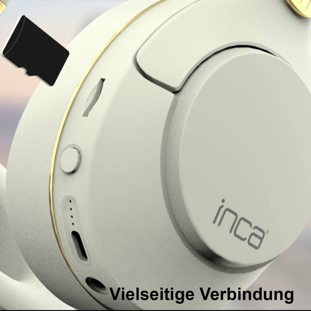 İnca IBK-503B Bluetooth Kopfhörer, Kabellose Over-Ear-Headsets mit Mikrofon, Bis zu 12 Stunden Wiede