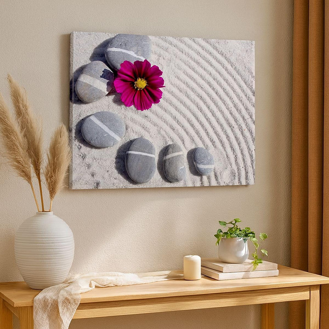 Bilder auf Leinwand 100x70cm Leinwandbild Zusammensetzung Steine Entspannung Gross Wanddeko Bild Sch