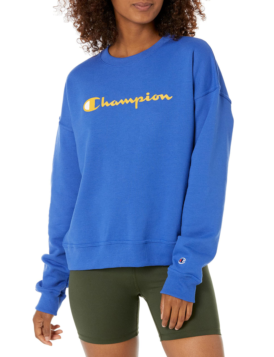 Champion Damen Powerblend Relaxed Crew (Retired Colors) Sweatshirt (1er Pack) S Deep Dazzling Blue S