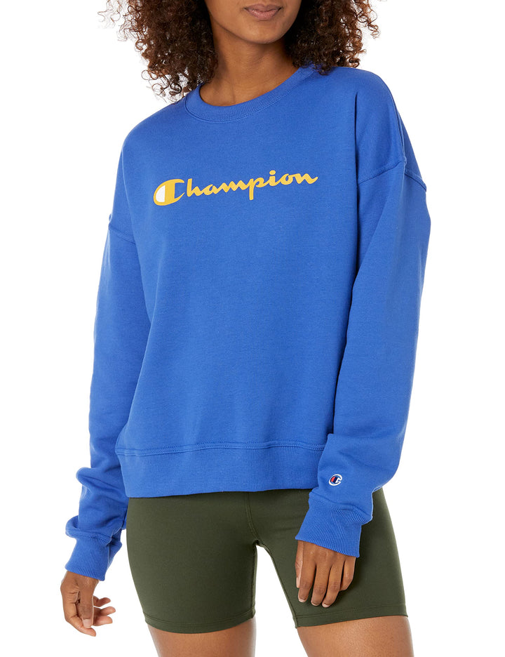 Champion Damen Powerblend Relaxed Crew (Retired Colors) Sweatshirt (1er Pack) S Deep Dazzling Blue S