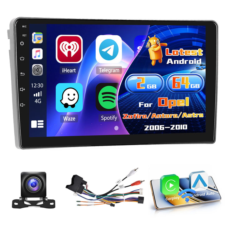 Radio für Opel Zafira/Antara/Astra 2006-2010 Android 15 2+64G mit Wireless CarPlay Android Auto, 9 Z