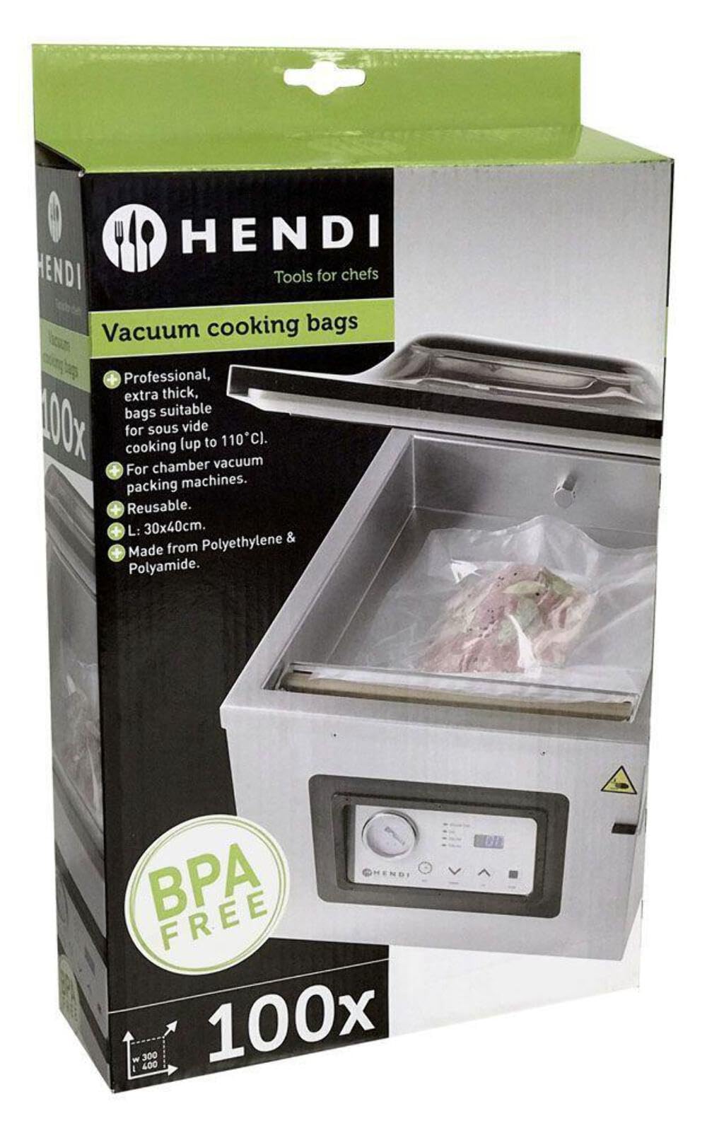 HENDI Vakuumbeutel, für Vakuum-Verpackungsmaschine, Vakuumiergerät, Kochbeutel, 75µm, -20°C bis +100