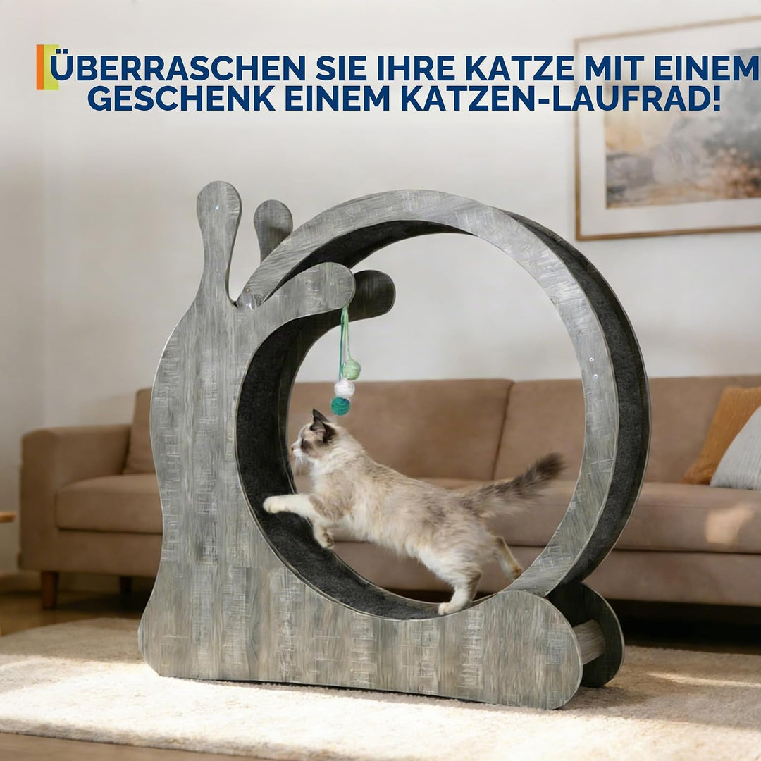 Katzenlaufrad XXL, 95cm Leise Katzen-Laufrad Mit Kratzbrett Und Spielbälle, Katzenrad-Trainingsgerät