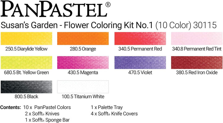 PanPastel 30115 Susan Tierney Cockburn Flower Coloring #1 Ultra Soft Artist Pastell 10 Farben Kit w/