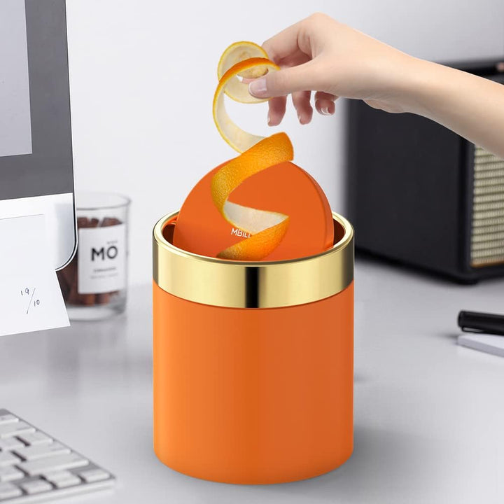 Mbillion Mini-Mülleimer mit Deckel, kleiner Mülleimer für den Schreibtisch, niedlicher Metall für Ti