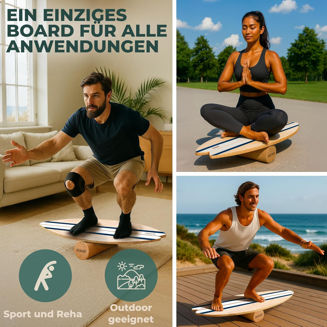STAASH® Balance Board – Komplettes Set für Gleichgewicht & Training – Brett, Rolle & Zubehör (Halbku