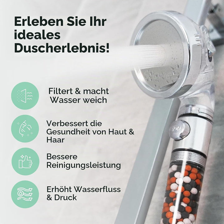 Original StoneStream® EcoPower Duschkopfsystem — Spa wie Ionenfilter zum Aufweichen &amp; Sparen von Was