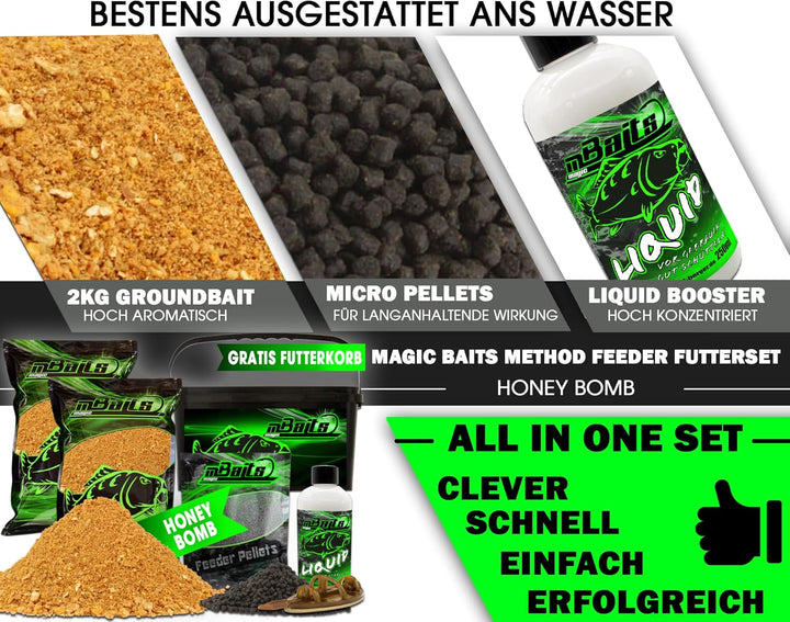 Angel-Berger Magic Baits Method Feeder Futterset Groundbait Liquid Pellets Futterkorb Futtermittel H