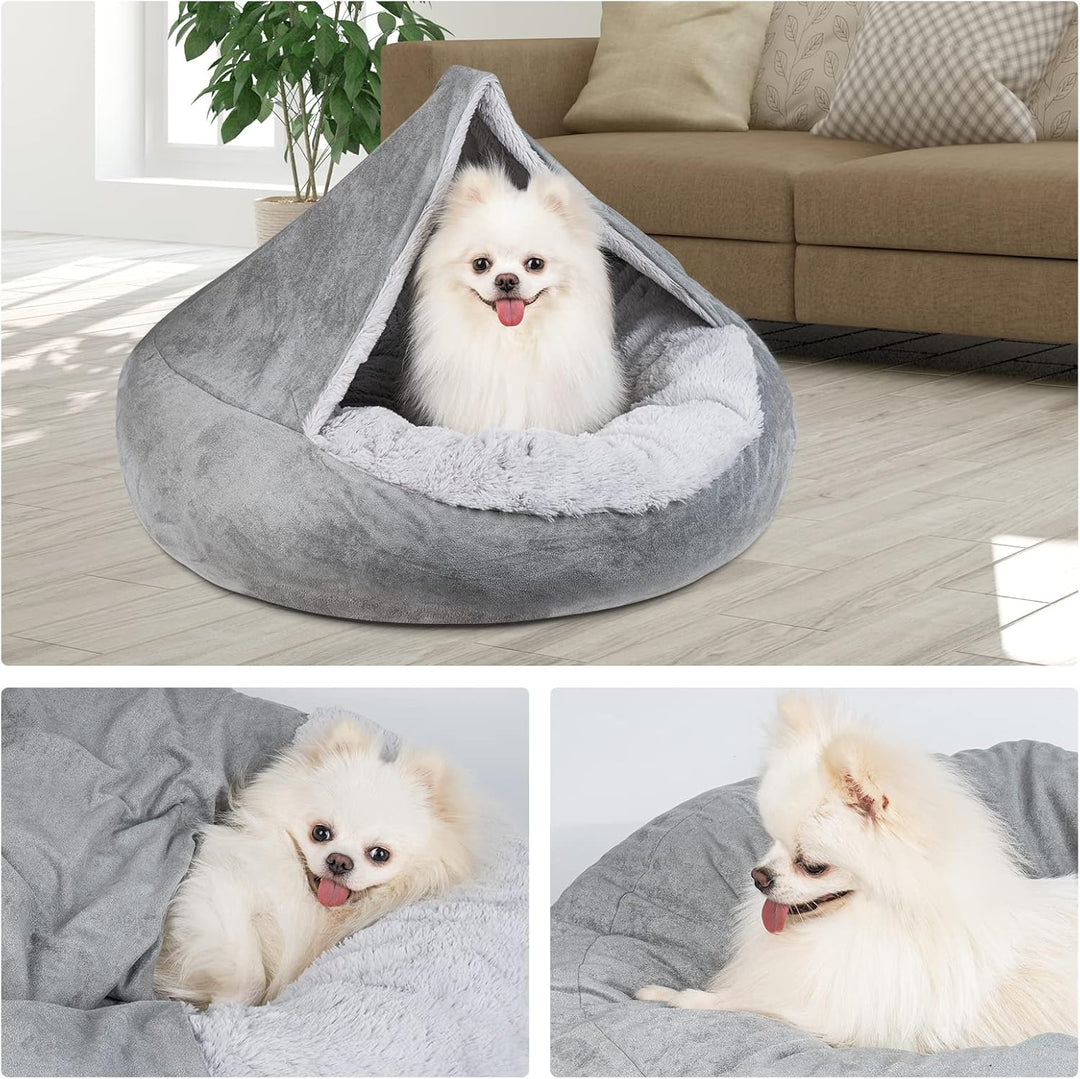 MICOOYO Beruhigendes Hundebett -Gemütliches Donut Hundedeckenbett für Hund, klemmendes Haustier Höhl