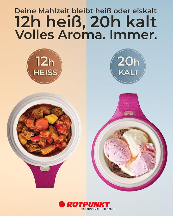ROTPUNKT Thermobehälter für Essen 850 ml inkl. Löffel – Thermo Lunchbox Heiss &amp; Kalt I Made in Germa