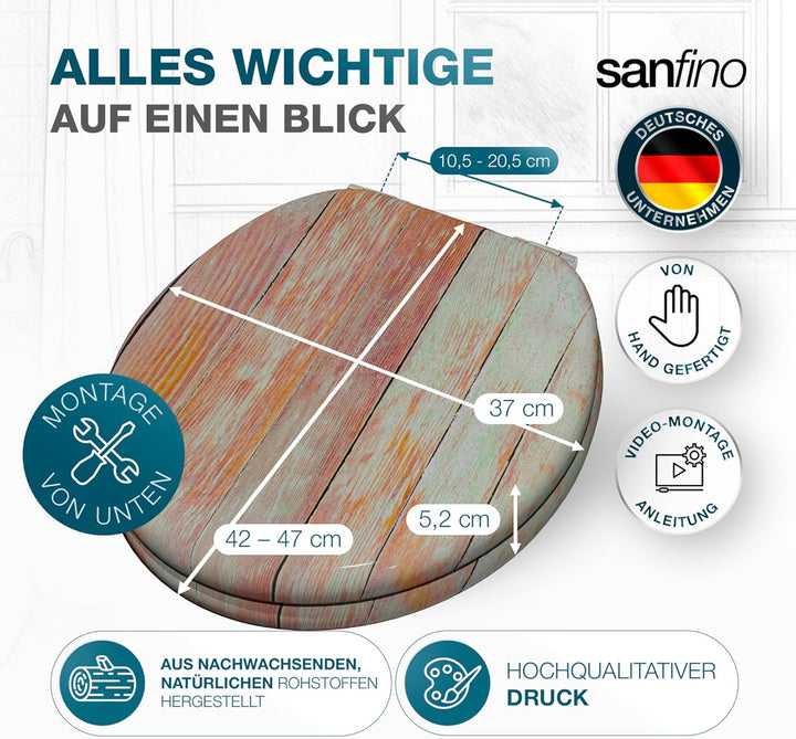 Premium WC Sitz mit Absenkautomatik – hochwertige Toilettendeckel aus Holz, viele bunte Motive, hohe