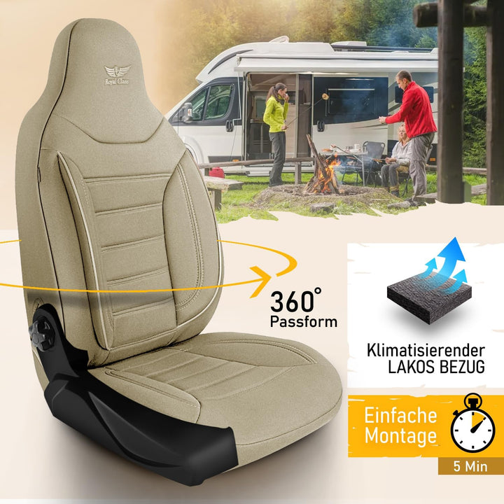 RC Royal Class Pilotensitzbezug Sitzbezüge Schonbezug Set passend für Wohnmobil Ducato Camper Hymer