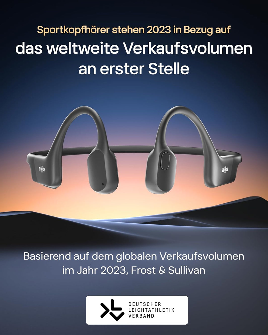 SHOKZ OpenRun Knochenschall Kopfhörer, Open-Ear Sport Bluetooth Kopfhörer mit Noise-Cancelling Mikro