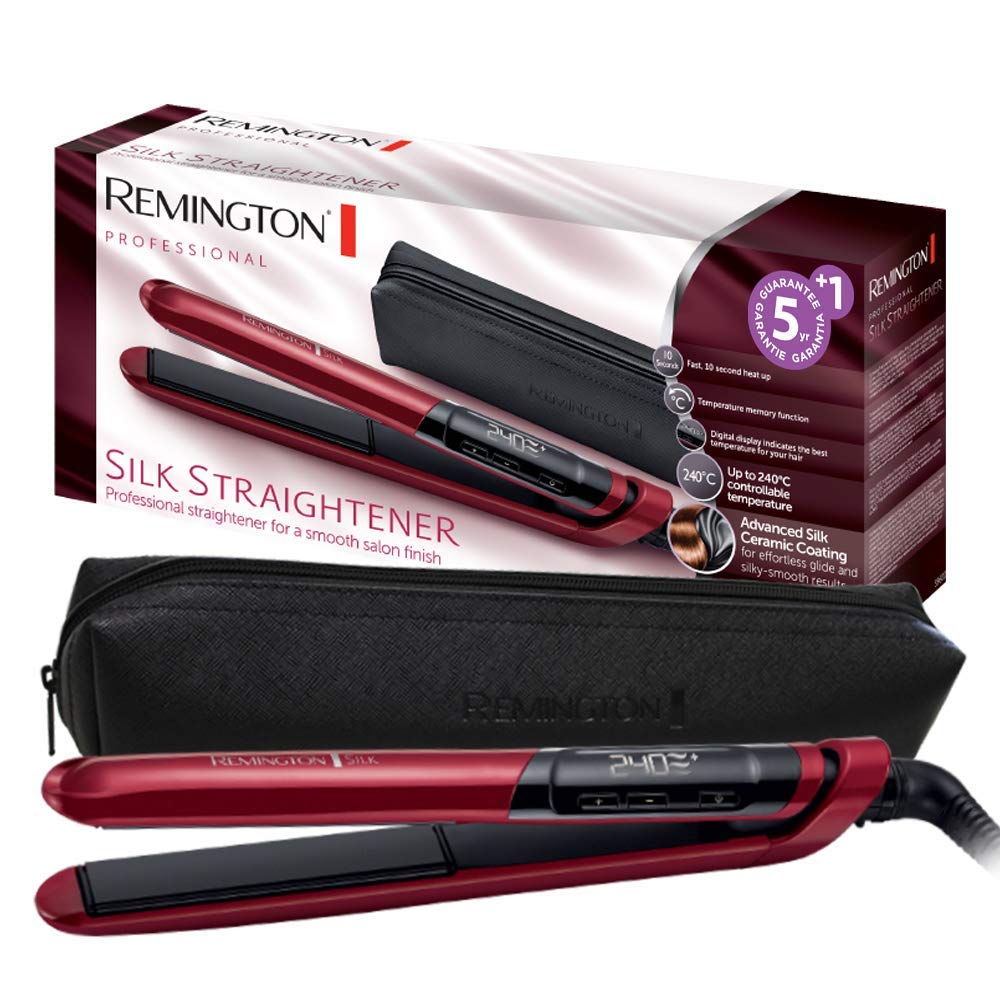 Remington Glätteisen Silk (Doppelschicht-Keramikbeschichtung mit Seidenproteinen für samtig glatte &