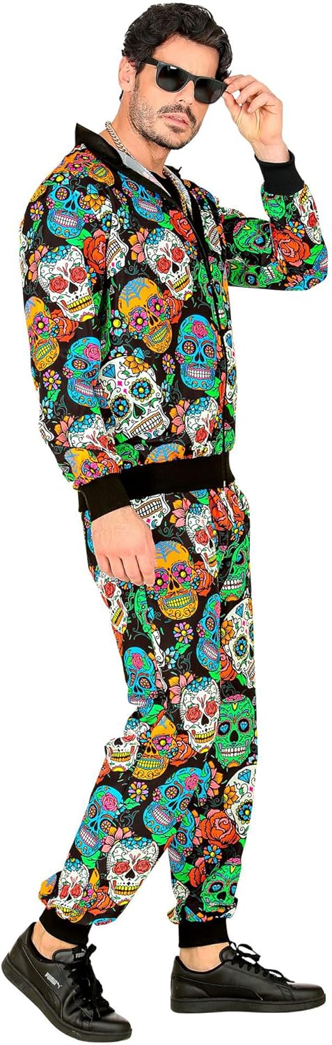 Widmann - Kostüm Trainingsanzug, Dia de los Muertos, 80er Jahre Outfit, Jogginganzug, Day of the Dea