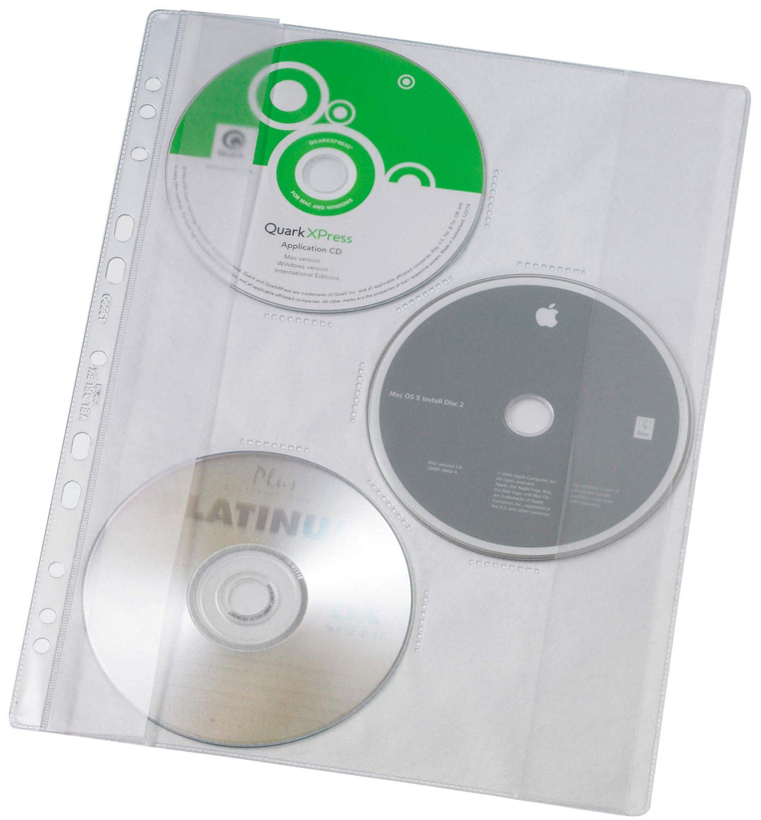 VELOFLEX 4359000 - CD-Hülle DBGM, 10er Packung DIN A4 für 3 CDs, mit Verschlussklappe glasklar 5er P