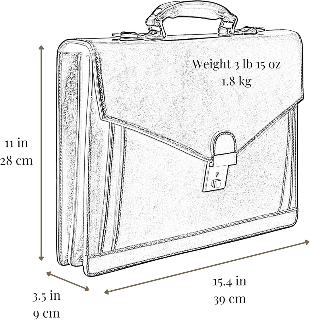 Time Resistance Aktentasche für Herren 100% Leder - Handgefertigt in Italien - Arbeitstasche - Lapto