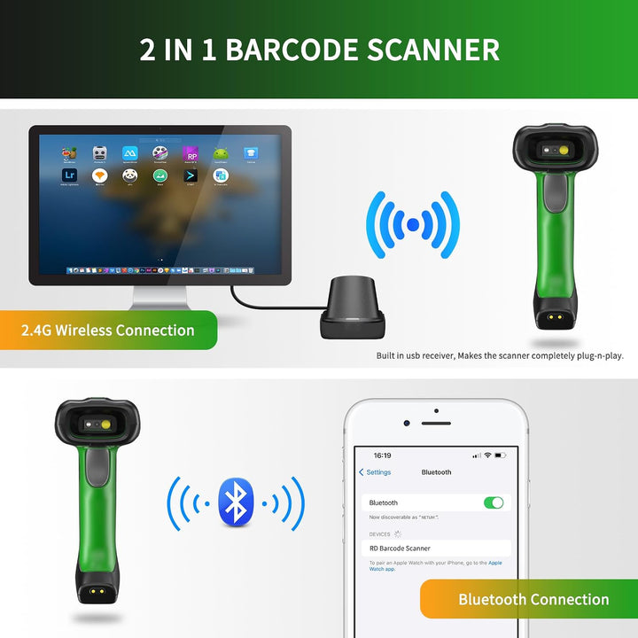 NETUM Industrieller Barcode Scanner 1D 2D Bluetooth mit Ladestation Kabelloser Leser 2600 mAh Akku S