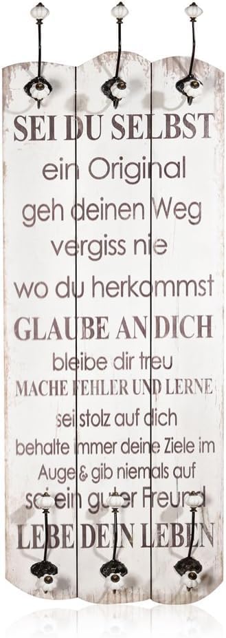 Melko Wandpaneel Garderobe Wand 100x40x3,5 cm mit 6 Jackenhaken Holz Garderobenpaneel Flurgarderobe