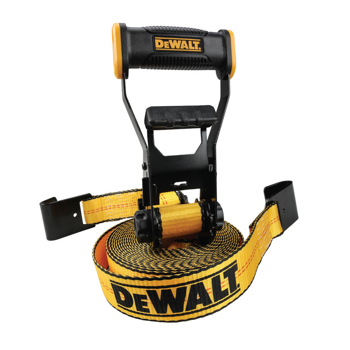 DEWALT DXBC10000F Spanngurt mit Ratsche, mit flachem Haken, robuste Ladungssicherung (4,5 kg Bruchfe