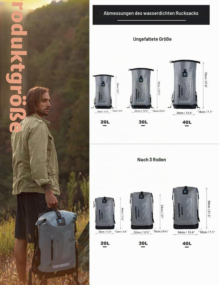 IDRYBAG Wasserdichter Rucksack Dry Bag 20L/30L/40L, schwimmender trockener Rucksack wasserdicht für