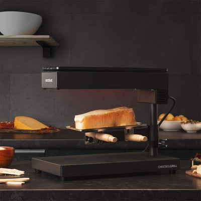 Cecotec Raclette Cheese&Grill 6000 Black. Potencia 600W, Función Grill, Acabado Acero INOX, Termosta