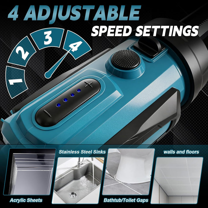 Akku Kartuschenpresse für Makita 18V, Anti-Tropf-Funktion &amp; LED-Licht, 4-stufige Geschwindigkeitsreg