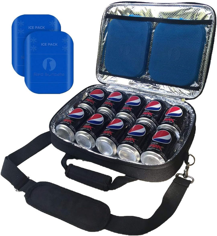 Red Suricata isolierte schlanke mini Kühltasche - kleine Kühlbox für 10 Getränkedosen - inklusive 2