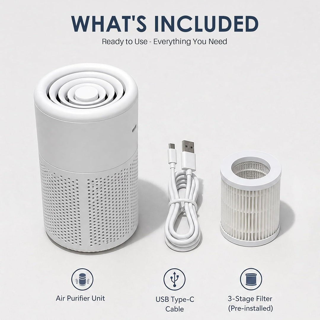 Luftreiniger Allergiker, mit H13 HEPA Filter, 37dB Ultra Leise, Air Purifier gegen Rauch, Tierhaare,