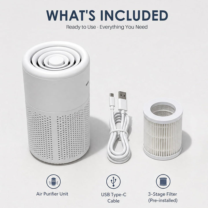 Luftreiniger Allergiker, mit H13 HEPA Filter, 37dB Ultra Leise, Air Purifier gegen Rauch, Tierhaare,