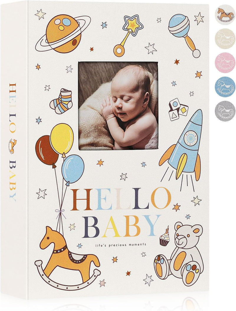 Lanpn Baby Fotoalbum 10x15 300 Fotos, Leinen Fotoalbum Einsteckalbum, Babyalbum mit Memo Schreibfeld