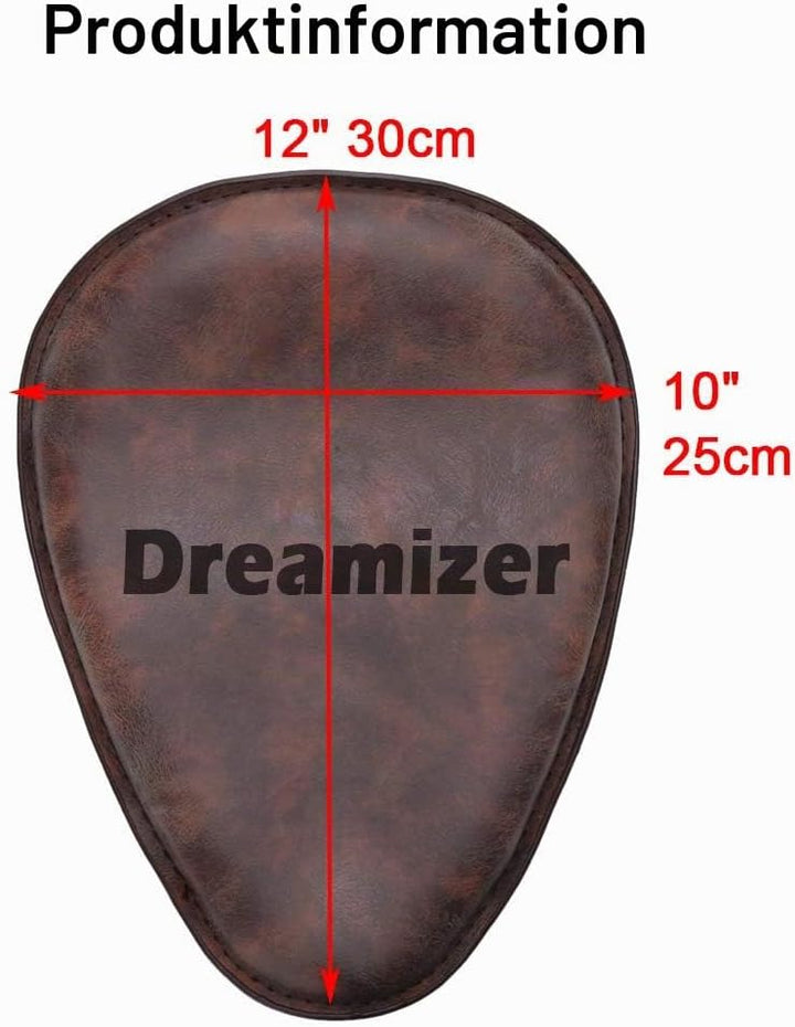 DREAMIZER Motorrad Leder Bobber Sitz, Retro Motorrad Solo Sitz Mit Grundplatte der Federhalterung fü