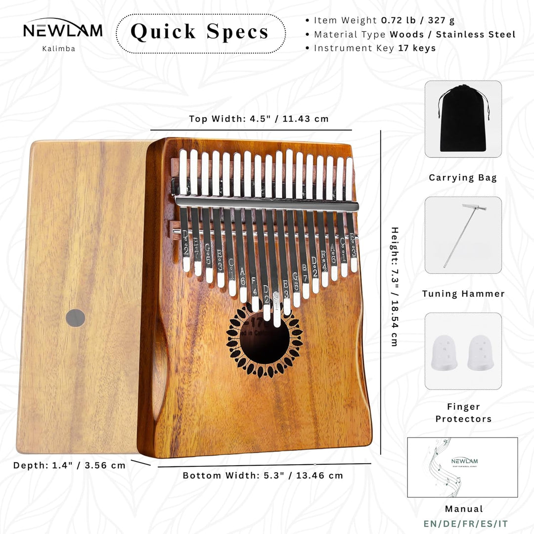 Newlam Kalimba Daumenklavier 17 Tasten Musikinstrument, Fingerklavier Instrument Klaviergeschenk für