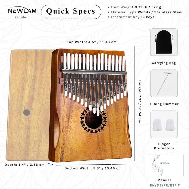 Newlam Kalimba Daumenklavier 17 Tasten Musikinstrument, Fingerklavier Instrument Klaviergeschenk für