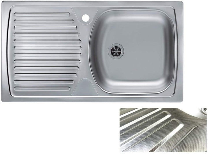 VBChome: Einbauspüle mit Hahnloch 780 x 435 mm Camping Küchenspüle - Leinenstruktur Alveus Basic 170