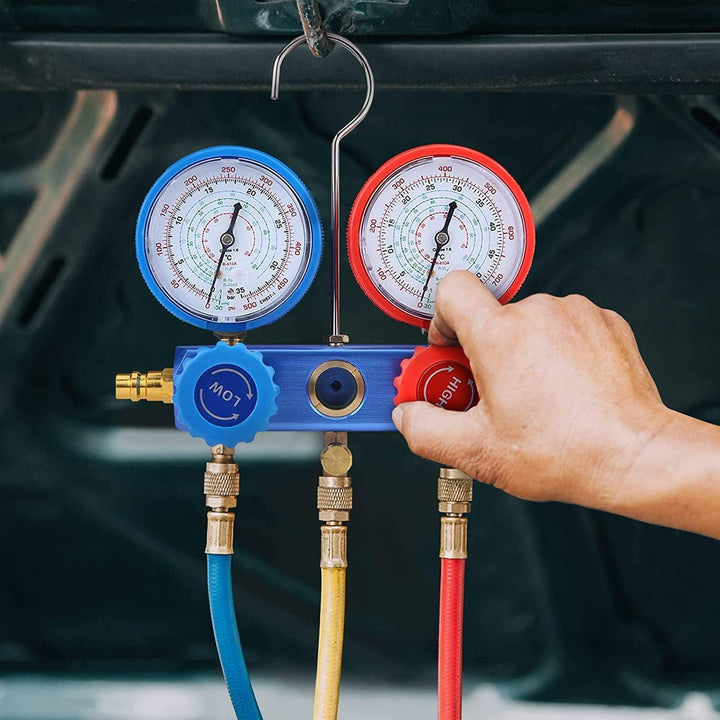 Resser Klimaanlagen Monteurhilfe Set R134a Manometer Klimaservicegerät Dichtheitsprüfer KFZ Werkzeug