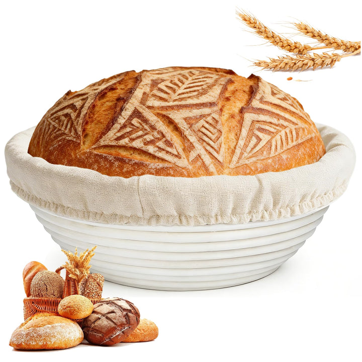 gärkörbchen für brot, Oval Gärkorb Zum Brotbacken-Set, 30 x 8cm | Material: Rattan, Farbe: Natur, Br