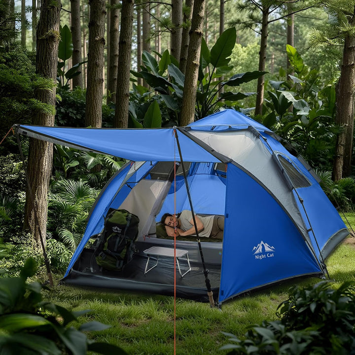 Night Cat Pop Up Zelt 3 4 Personen: Wasserdicht Wurfzelt Atmungsaktiv Einfache Einstellung für Campi