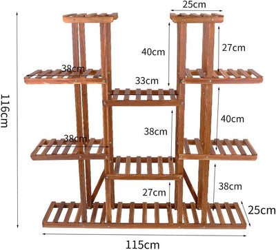 unho Pflanzenregal Holz, Extra Gross Blumenregal mit 11 Ebenen, Blumenständer Garten, Pflanzentreppe