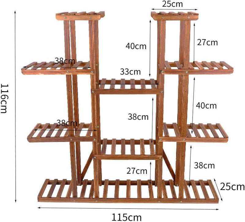 unho Pflanzenregal Holz, Extra Gross Blumenregal mit 11 Ebenen, Blumenständer Garten, Pflanzentreppe