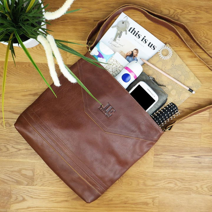 LECONI Schultertasche Damentasche Umhängetasche natur weiche Ledertasche Handtasche Damen Leder 32x2