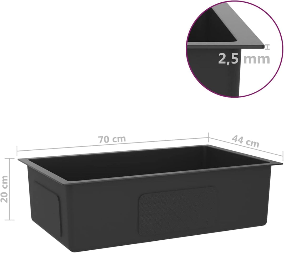 Tidyard Handgemachte Einbauspüle mit Sieb Küchenspüle Spülbecken Edelstahlspüle Edelstahl 70 x 44 x