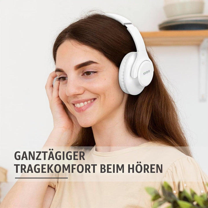 KVIDIO Bluetooth Kopfhörer, Kabellose Kopfhörer mit 65 Stunden Spielzeit, Intensiver Bass, Wireless